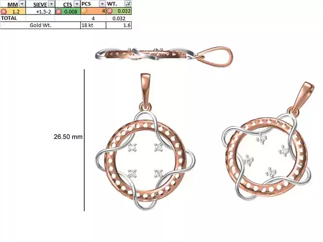 Light Weight Pendant STL OBJ FBX JCD Details