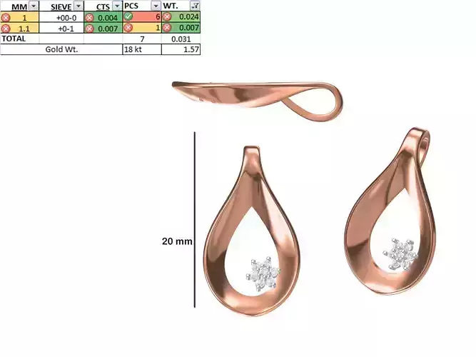 Light Weight Pendant STL OBJ FBX JCD Details