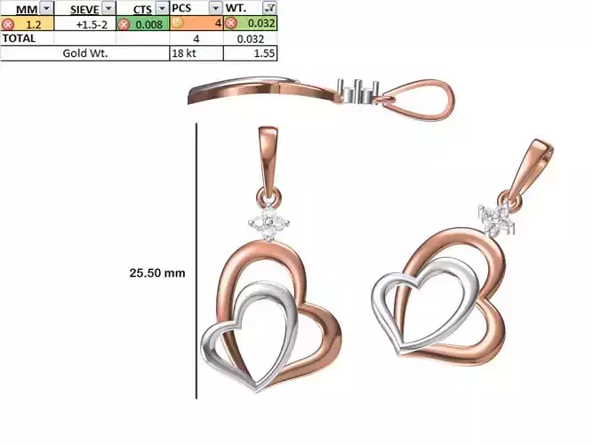 Heart Light Weight Pendant STL OBJ FBX JCD Details