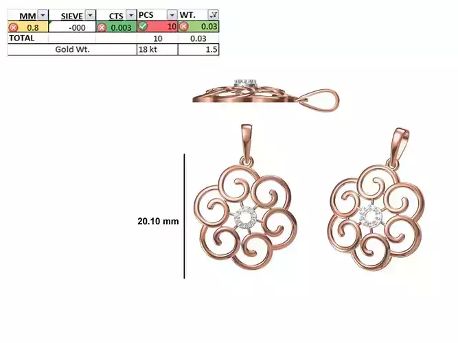 Light Weight Pendant STL OBJ FBX JCD Details