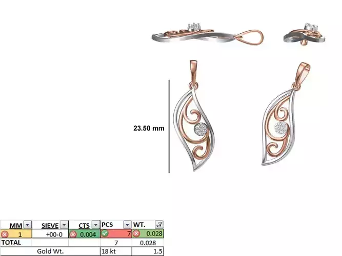 Light Weight Pendant STL OBJ FBX JCD Details