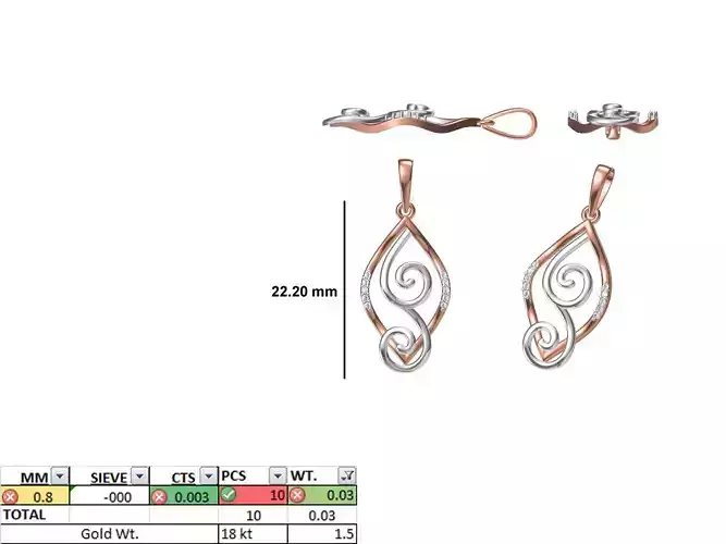 Light Weight Pendant STL OBJ FBX JCD Details