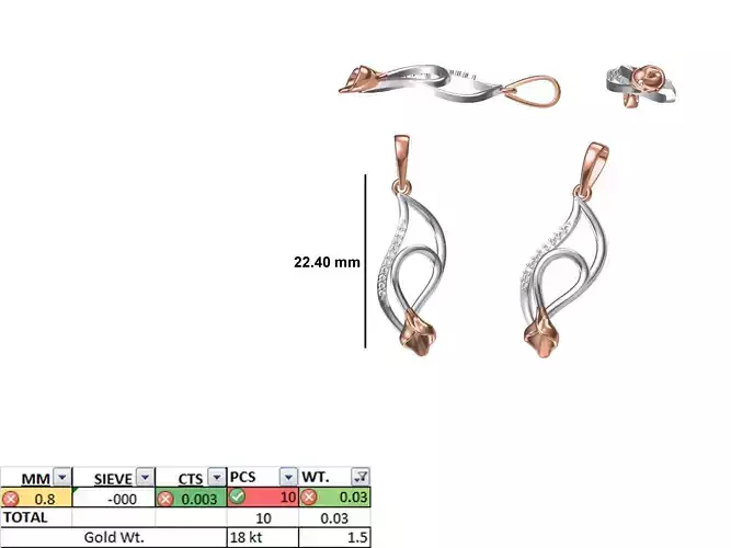 Light Weight Pendant STL OBJ FBX JCD Details