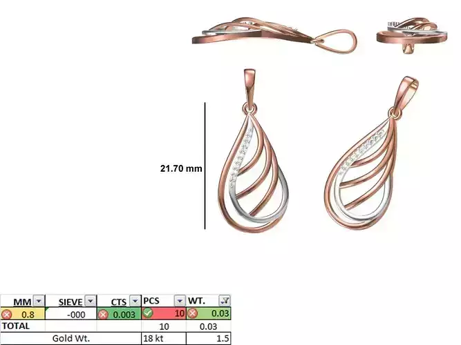 Light Weight Pendant STL OBJ FBX JCD Details