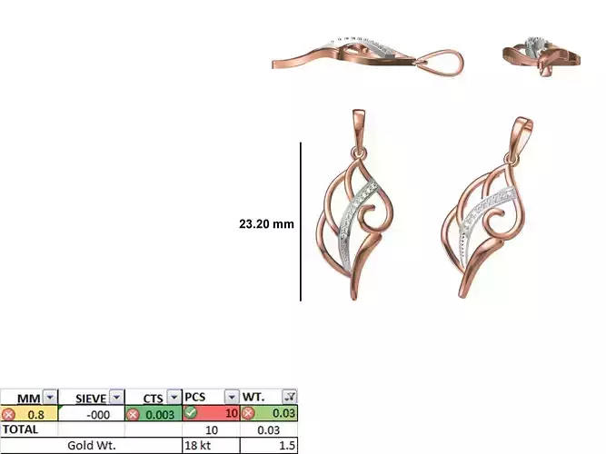 Light Weight Pendant STL OBJ FBX JCD Details