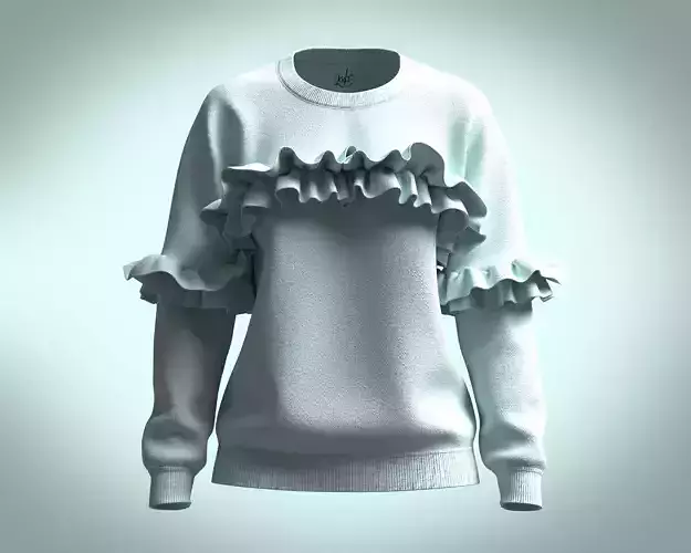 Girls-Ruffle Drop Shoulder Sweatshirt