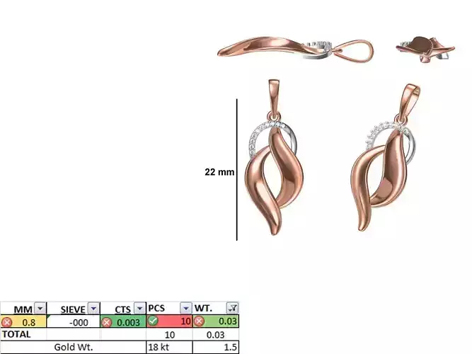 Light Weight Pendant STL OBJ FBX JCD Details