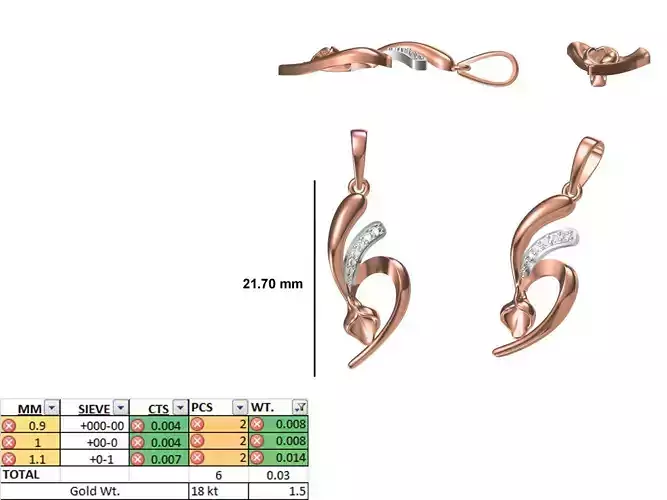 Light Weight Pendant STL OBJ FBX JCD Details