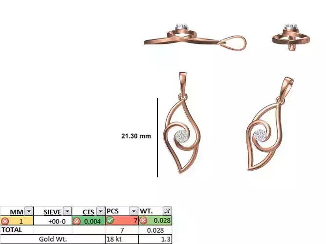 Light Weight Pendant STL OBJ FBX JCD Details