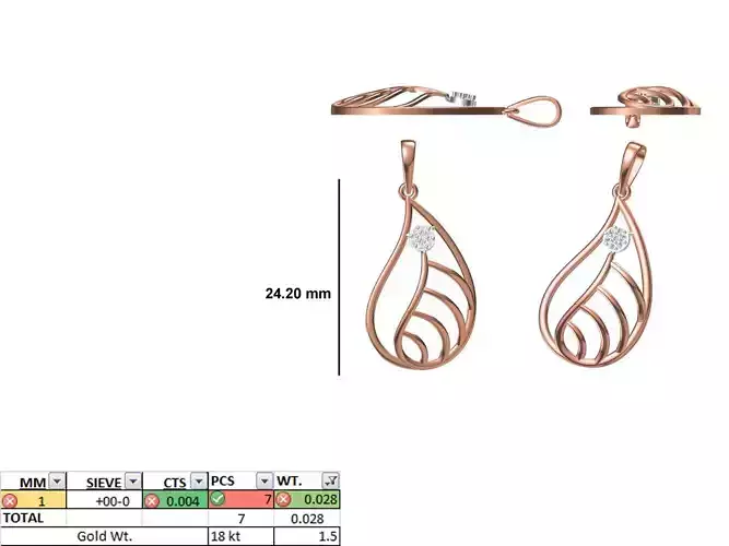 Light Weight Pendant STL OBJ FBX JCD Details