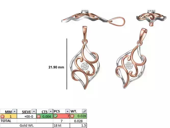 Light Weight Pendant STL OBJ FBX JCD Details