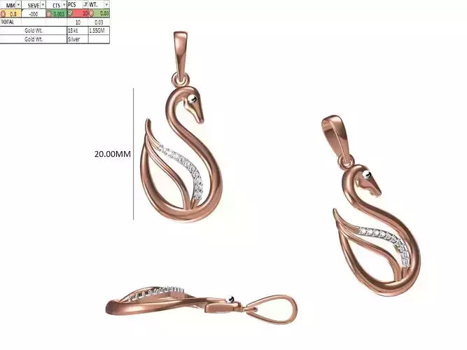 Light Weight Pendant STL OBJ FBX JCD Details