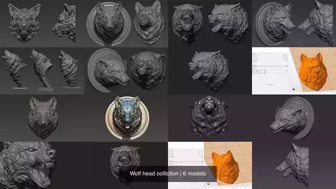 Wolf head colltction 3D Model Collection