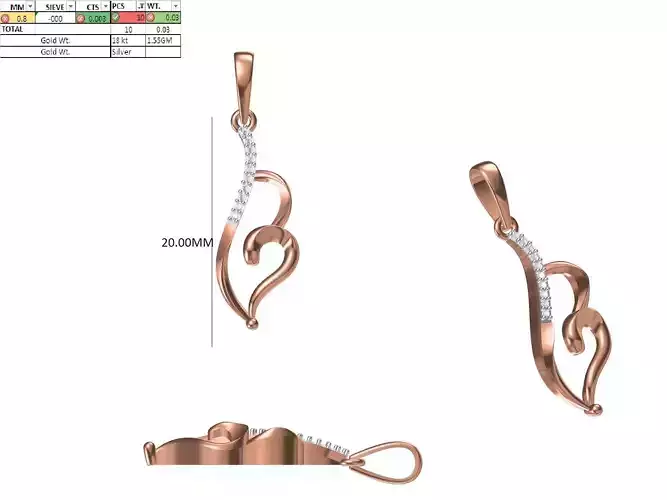 Light Weight Pendant STL OBJ FBX JCD Details