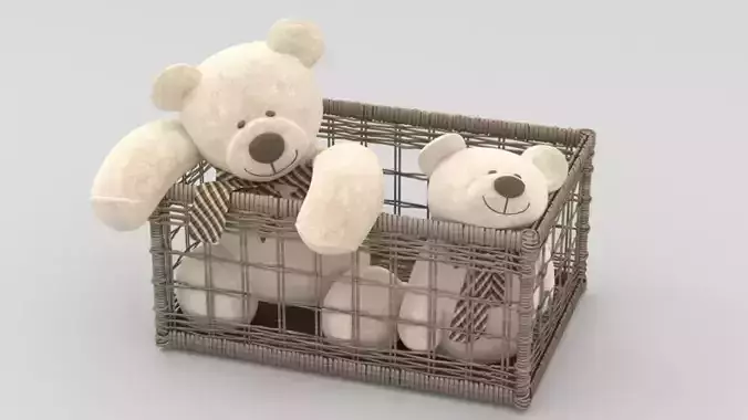 Bamboo basket and teddy bear