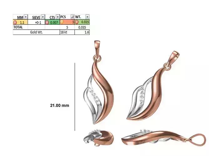 Light Weight Pendant STL OBJ FBX JCD Details