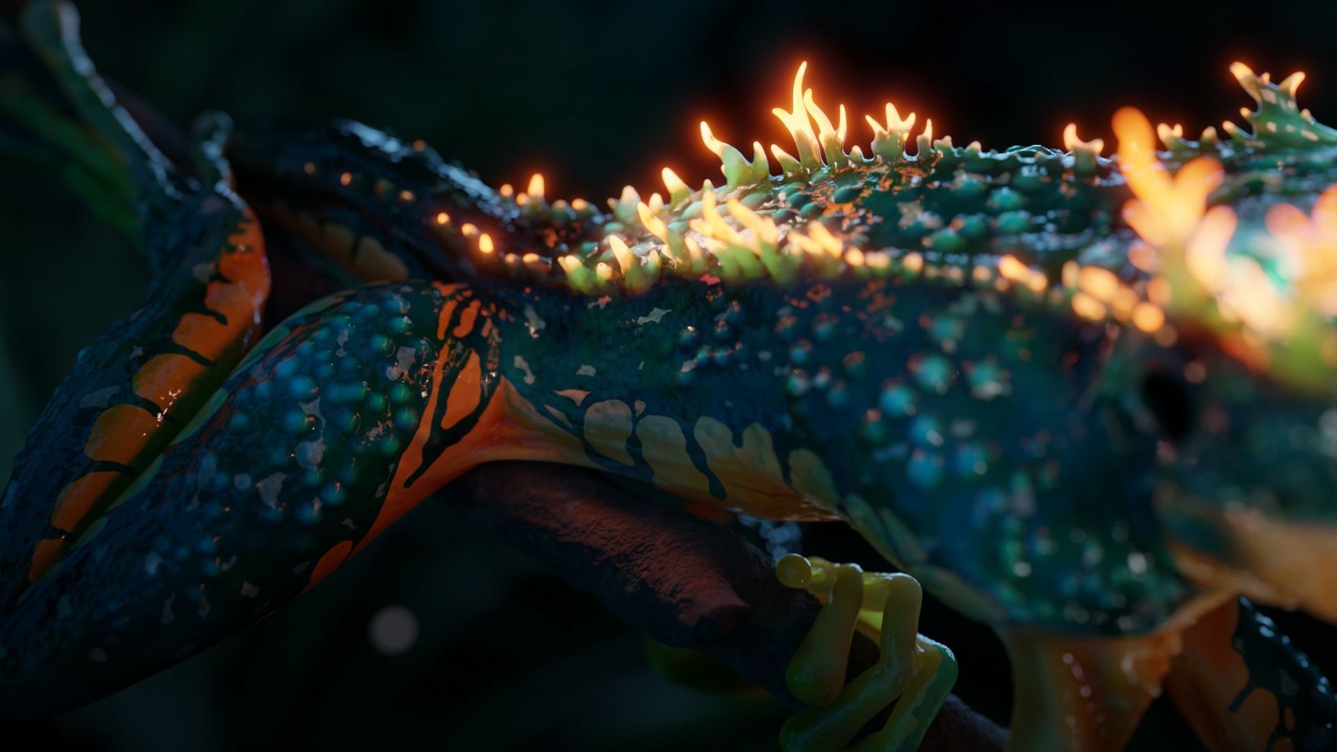 Fantasy Reptile rigged x6 color variatios Low-poly 3D model_3