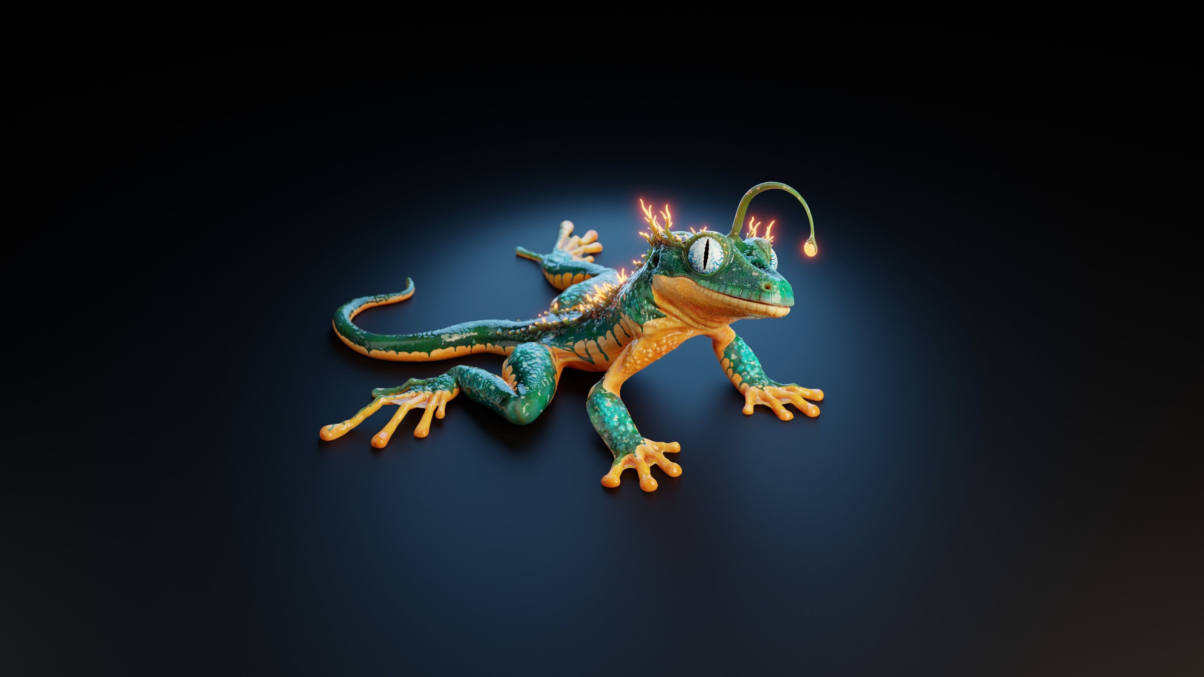 Fantasy Reptile rigged x6 color variatios Low-poly 3D model_5