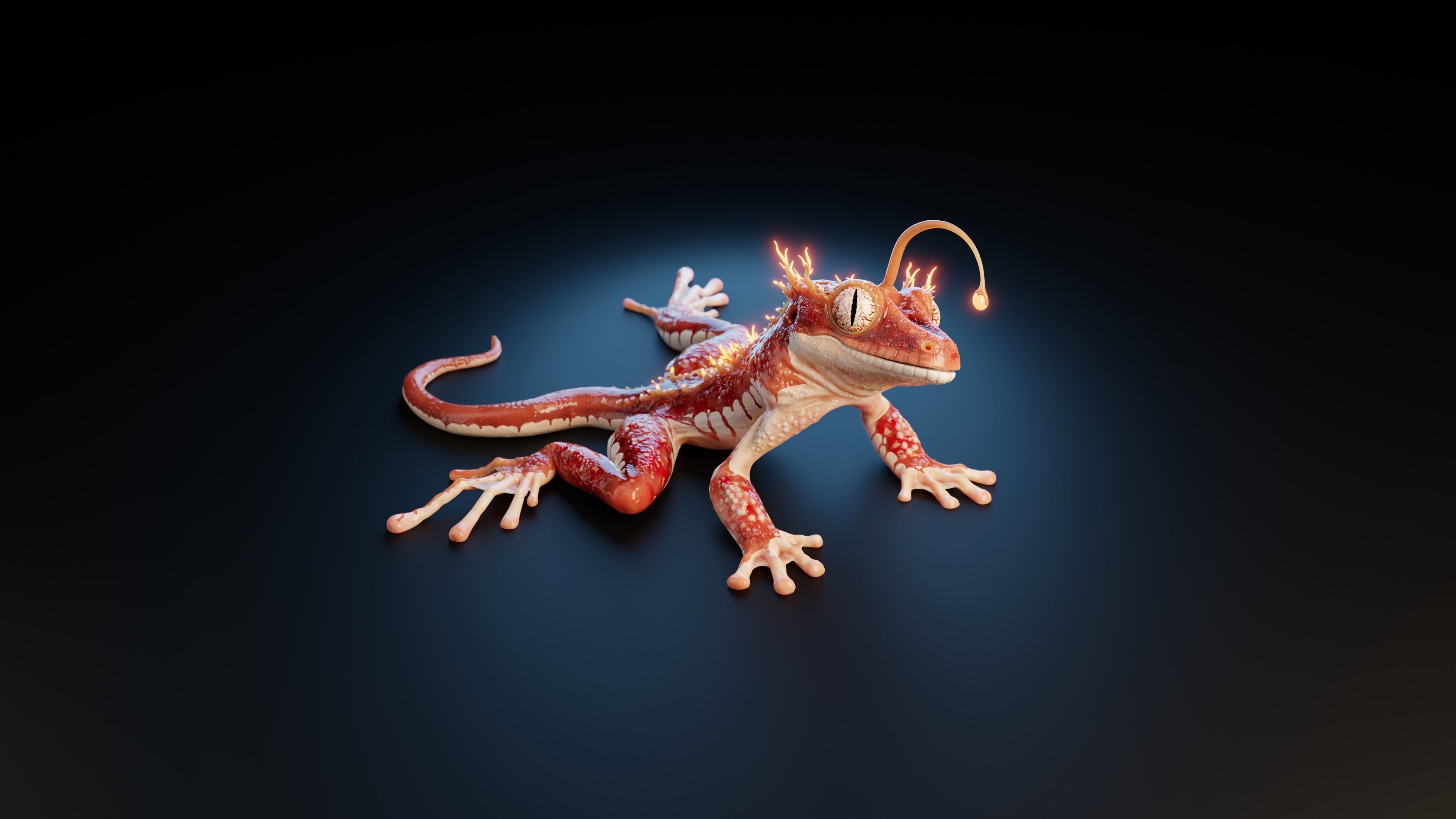 Fantasy Reptile rigged x6 color variatios Low-poly 3D model_9