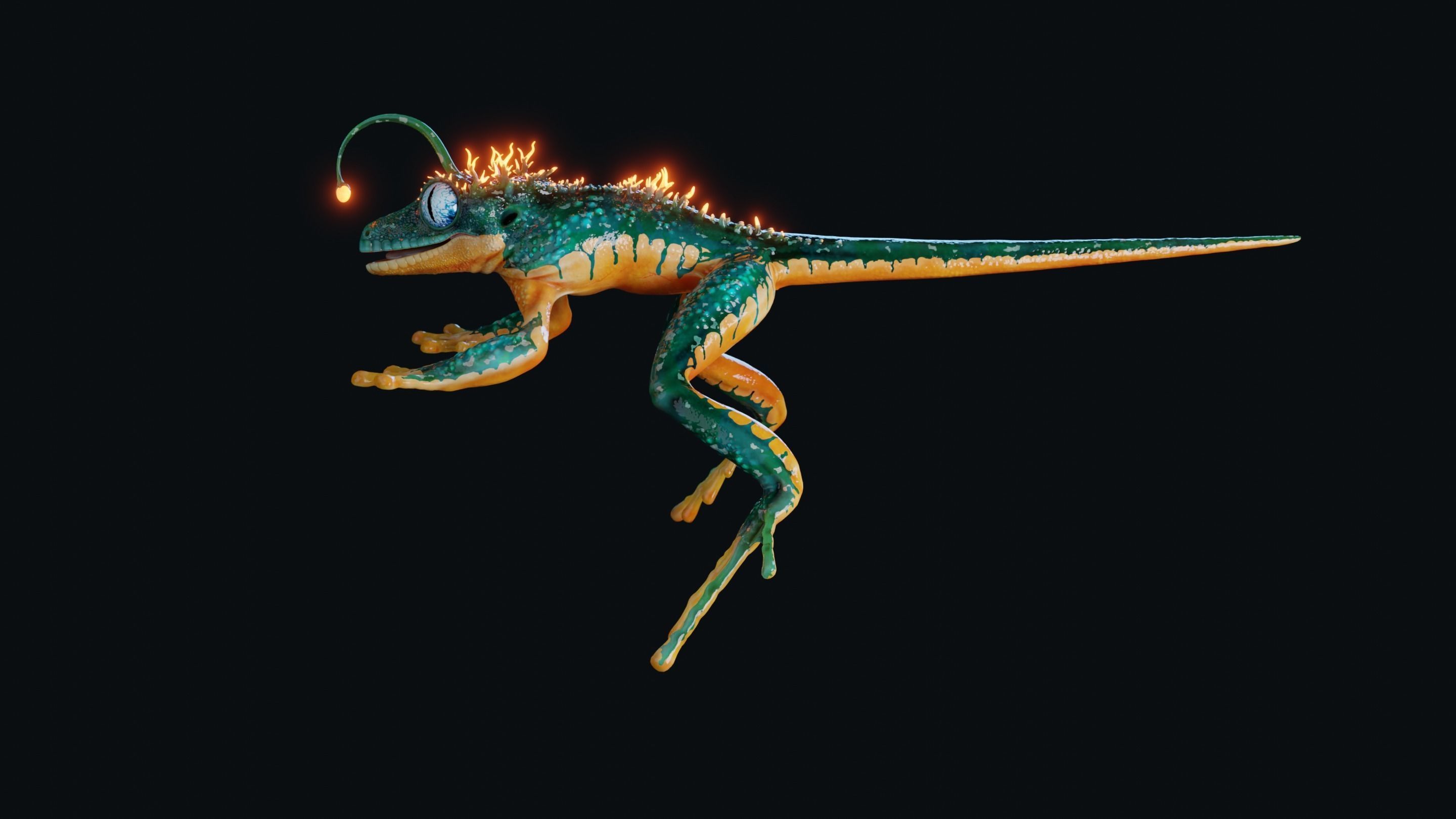 Fantasy Reptile rigged x6 color variatios Low-poly 3D model_17