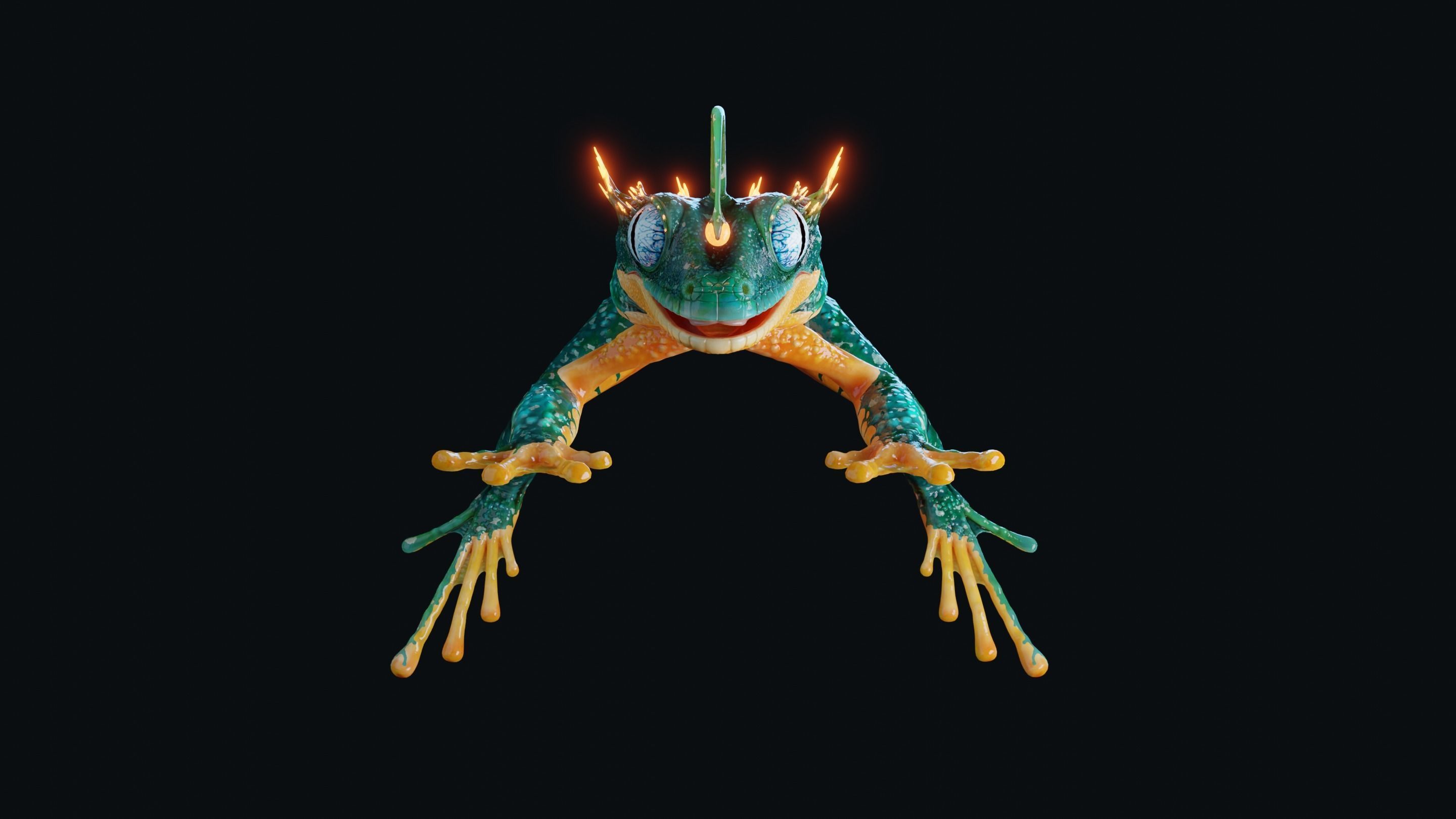 Fantasy Reptile rigged x6 color variatios Low-poly 3D model_14