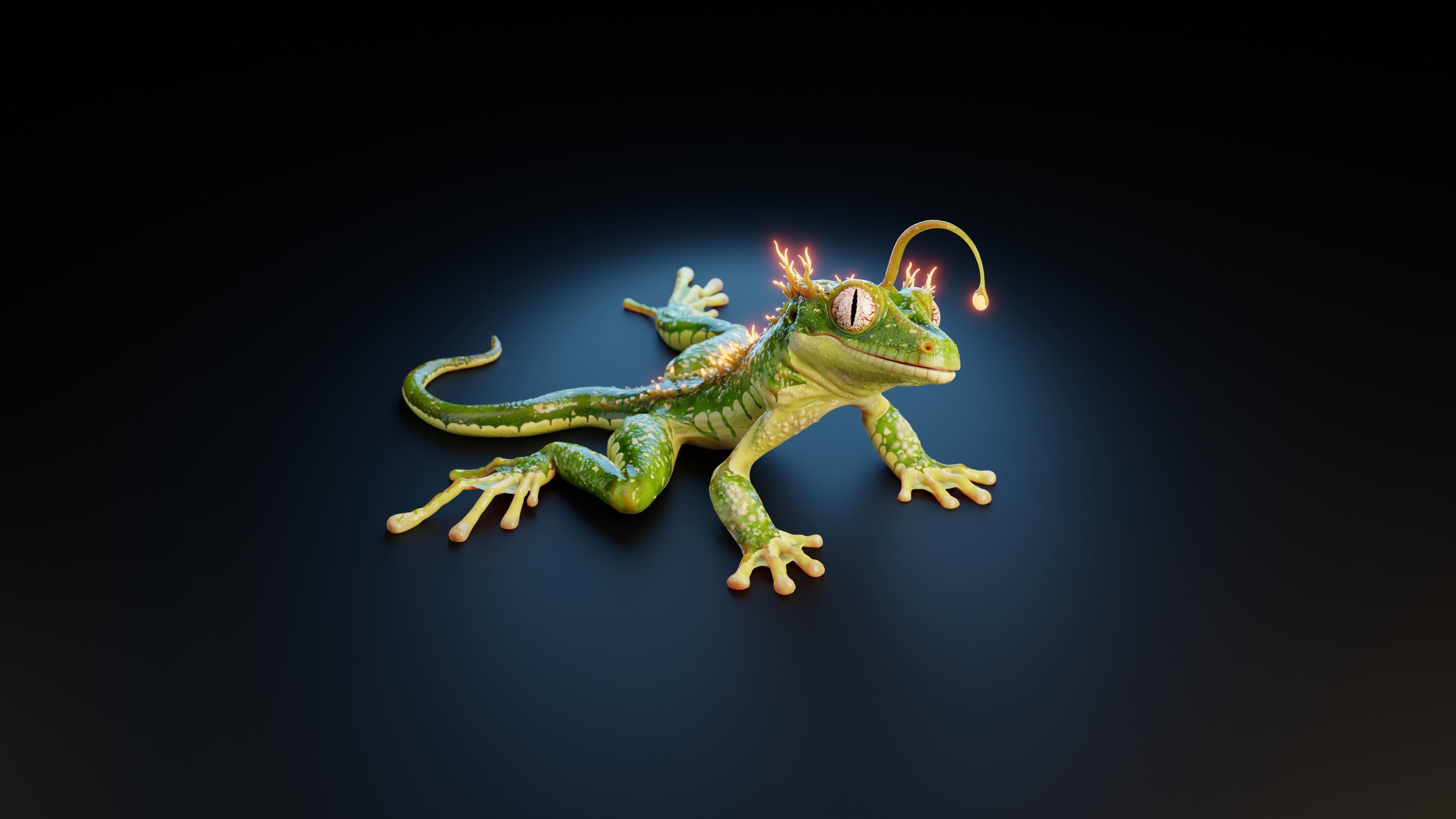 Fantasy Reptile rigged x6 color variatios Low-poly 3D model_6