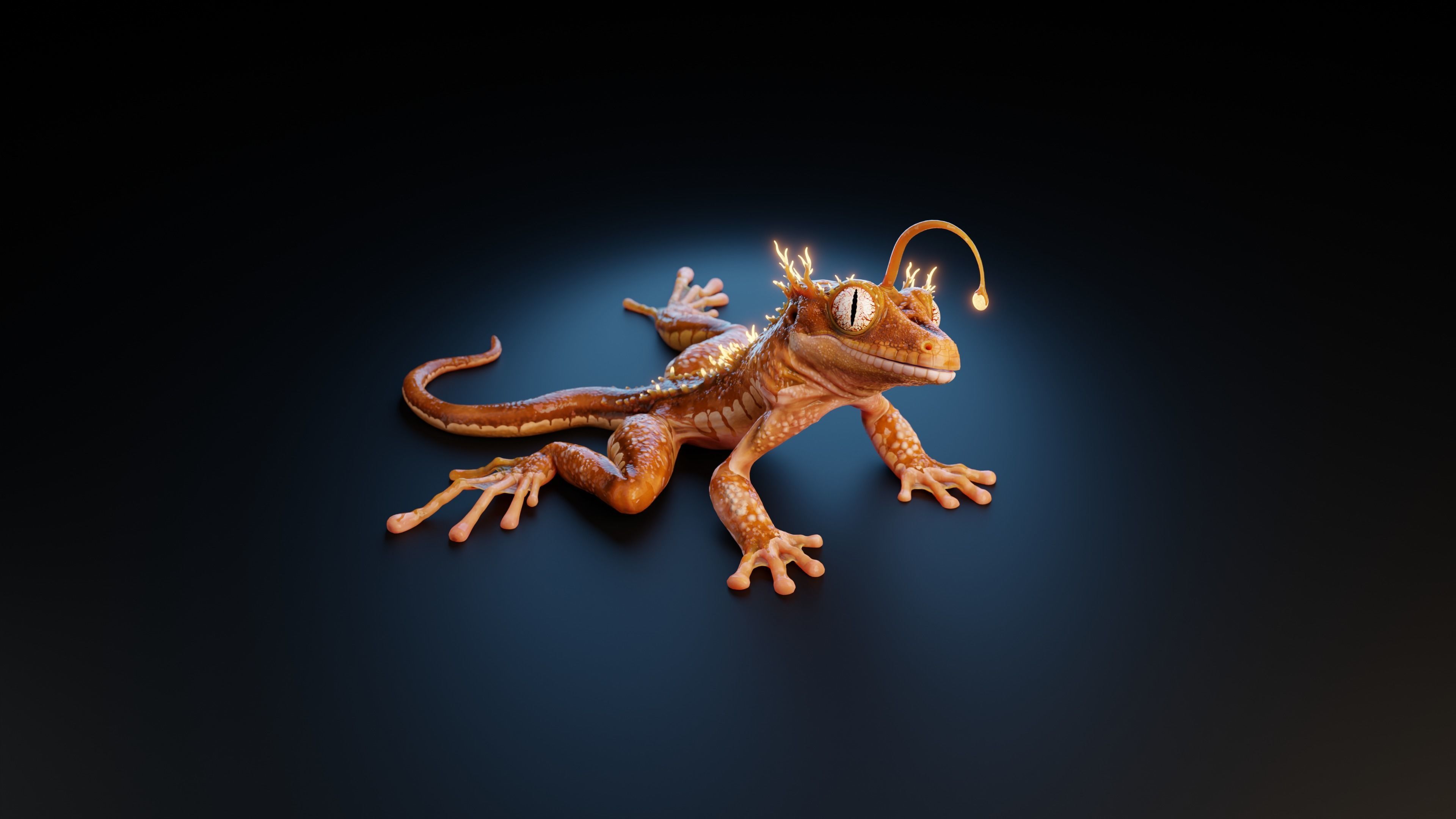 Fantasy Reptile rigged x6 color variatios Low-poly 3D model_8
