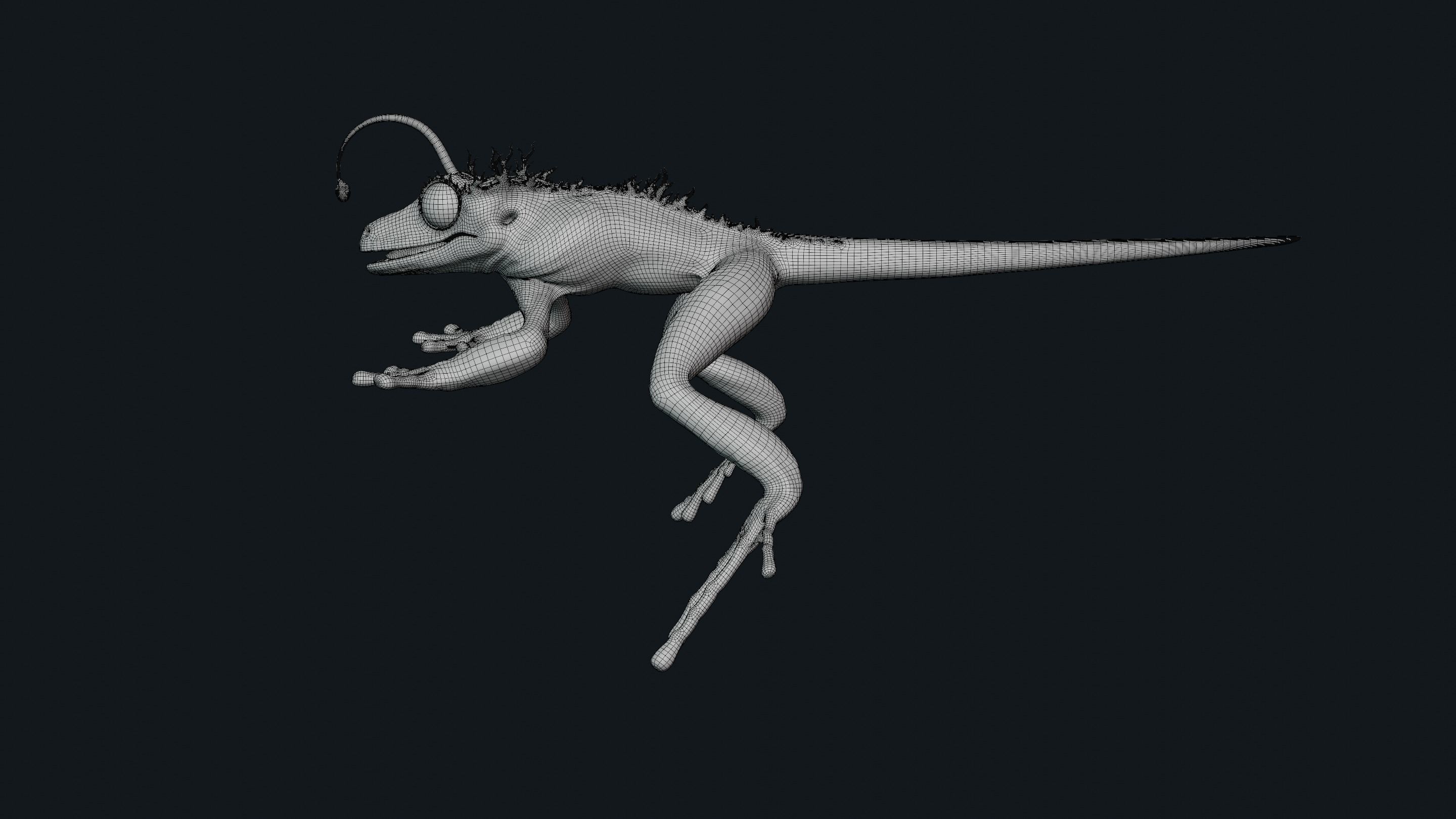 Fantasy Reptile rigged x6 color variatios Low-poly 3D model_19
