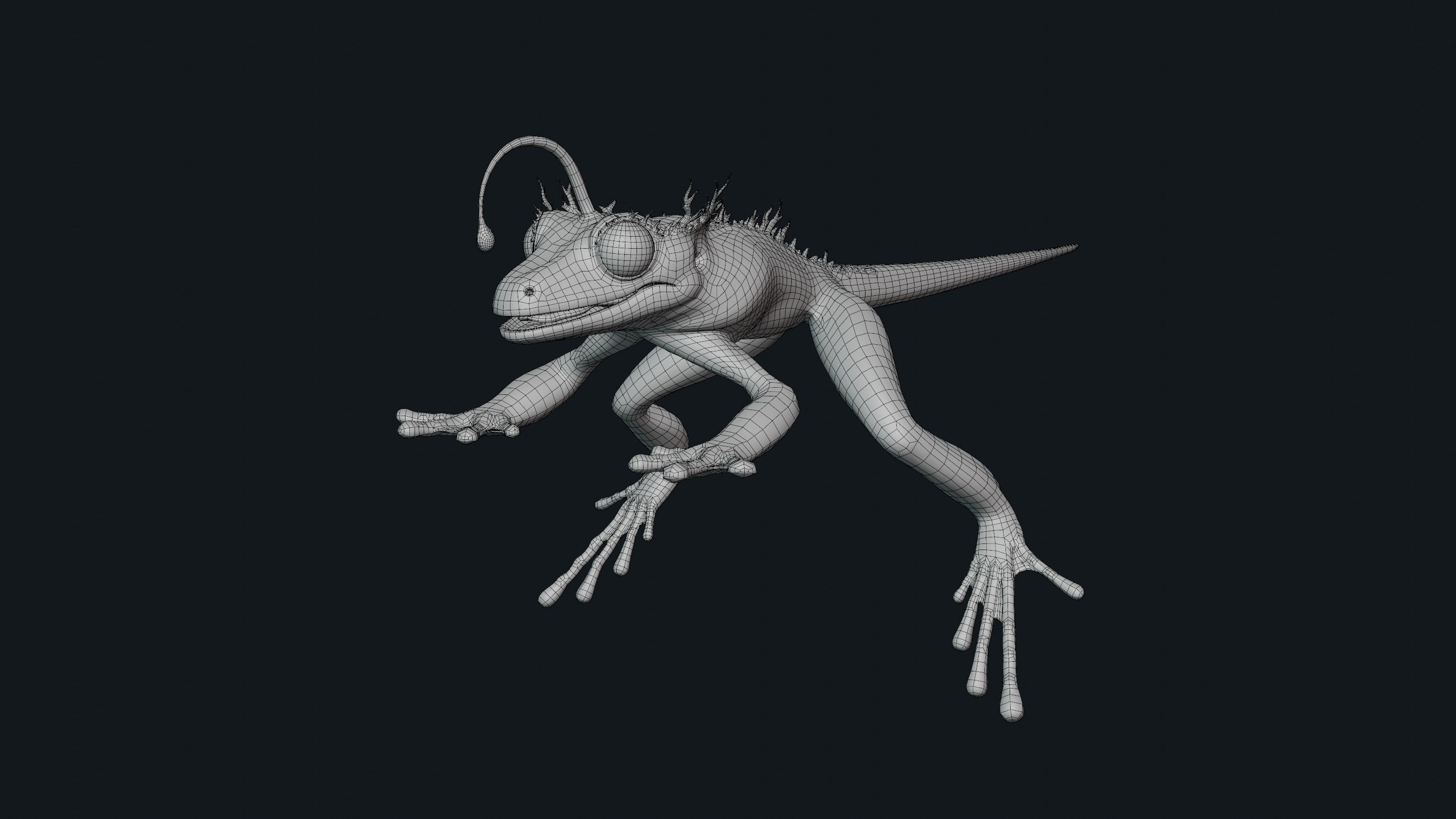 Fantasy Reptile rigged x6 color variatios Low-poly 3D model_12
