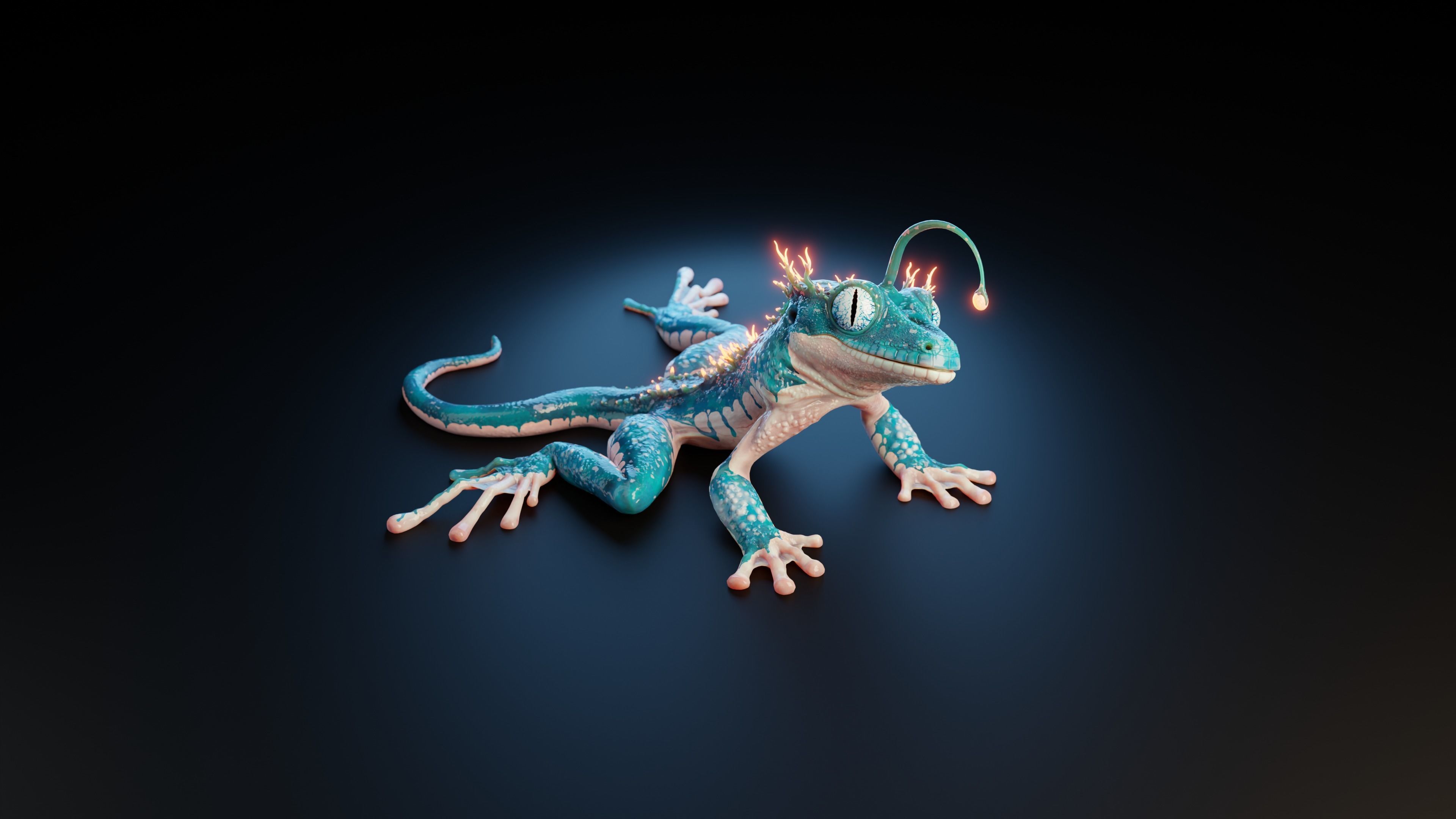 Fantasy Reptile rigged x6 color variatios Low-poly 3D model_7