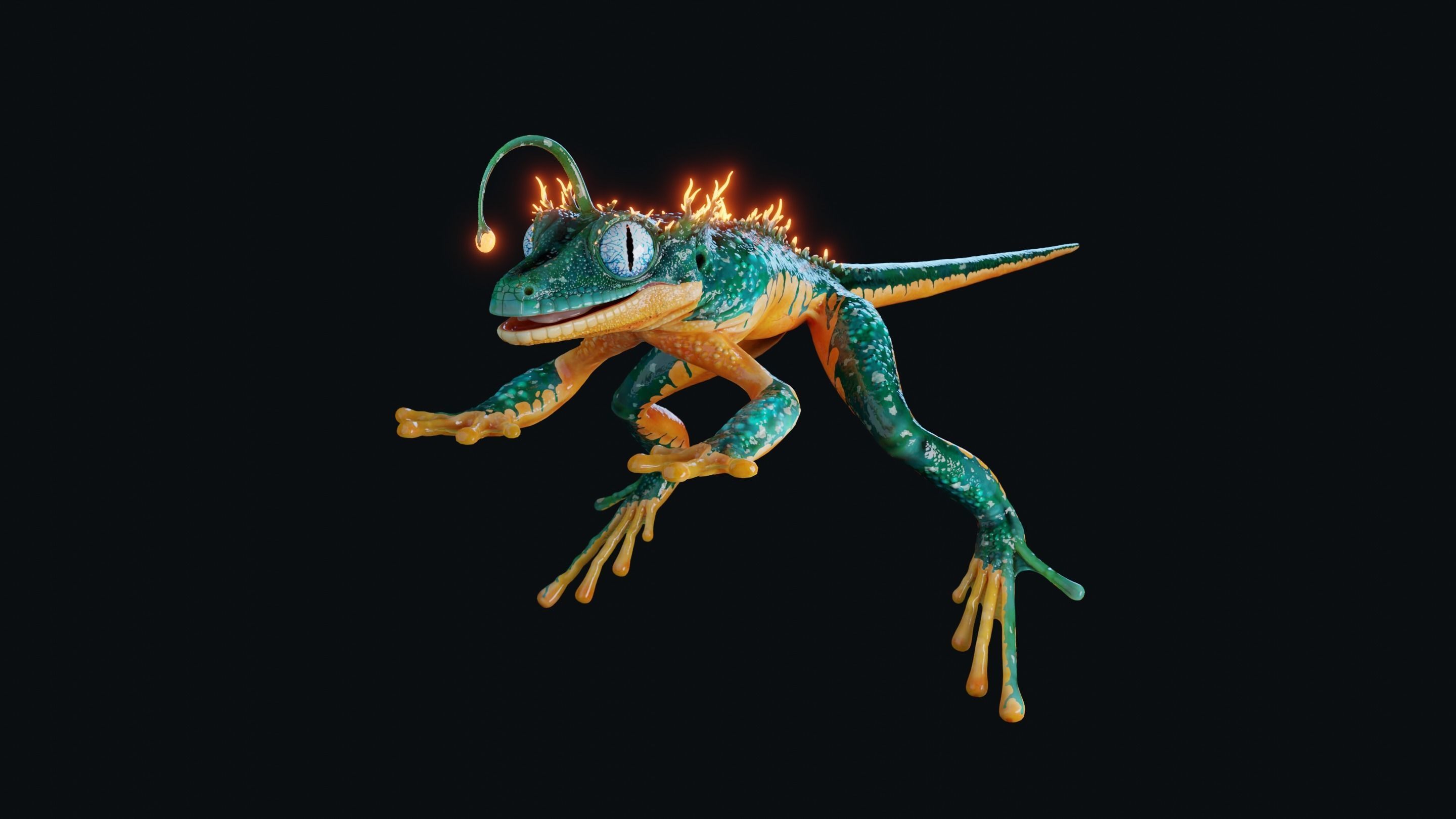 Fantasy Reptile rigged x6 color variatios Low-poly 3D model_11