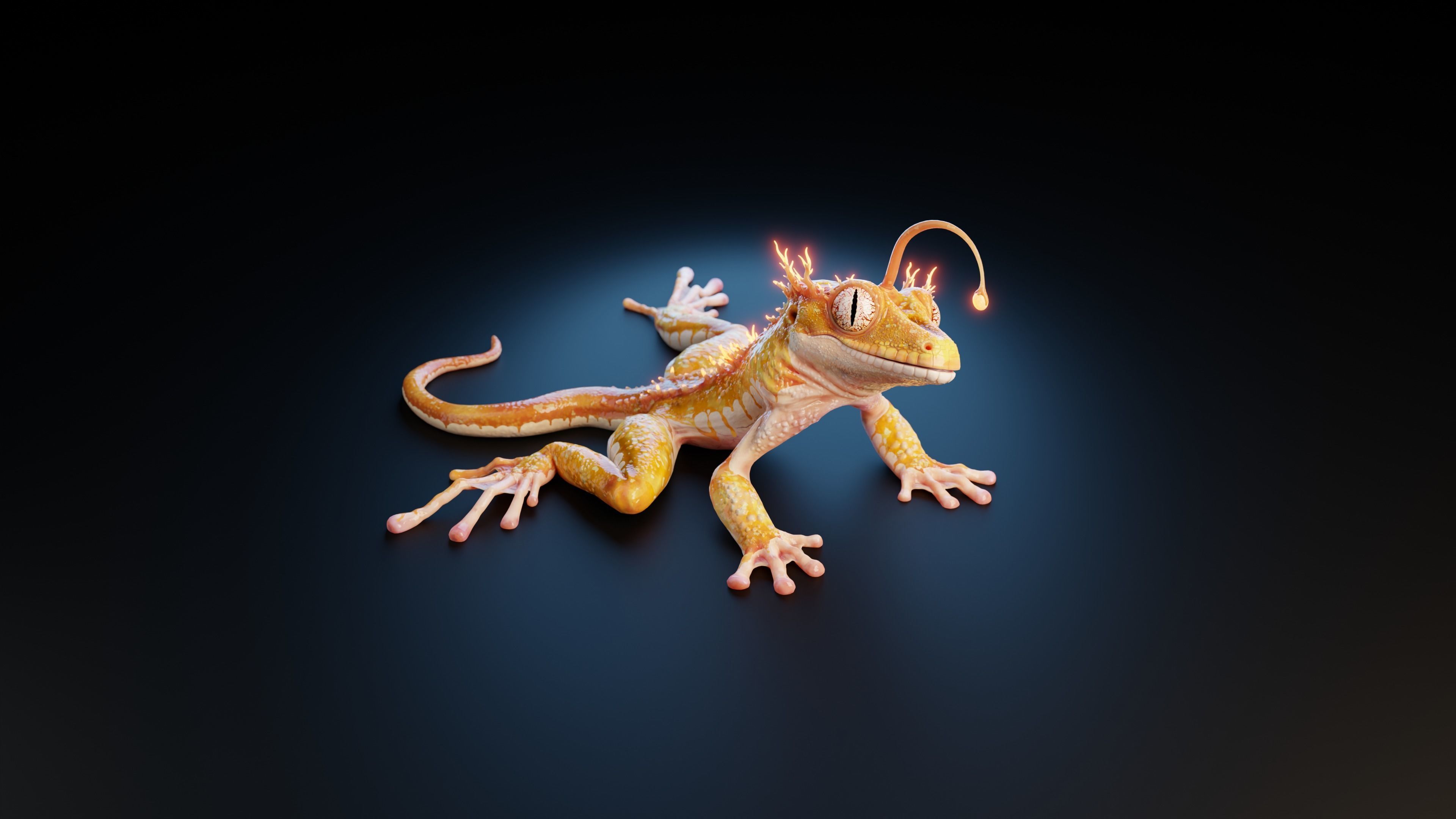 Fantasy Reptile rigged x6 color variatios Low-poly 3D model_10