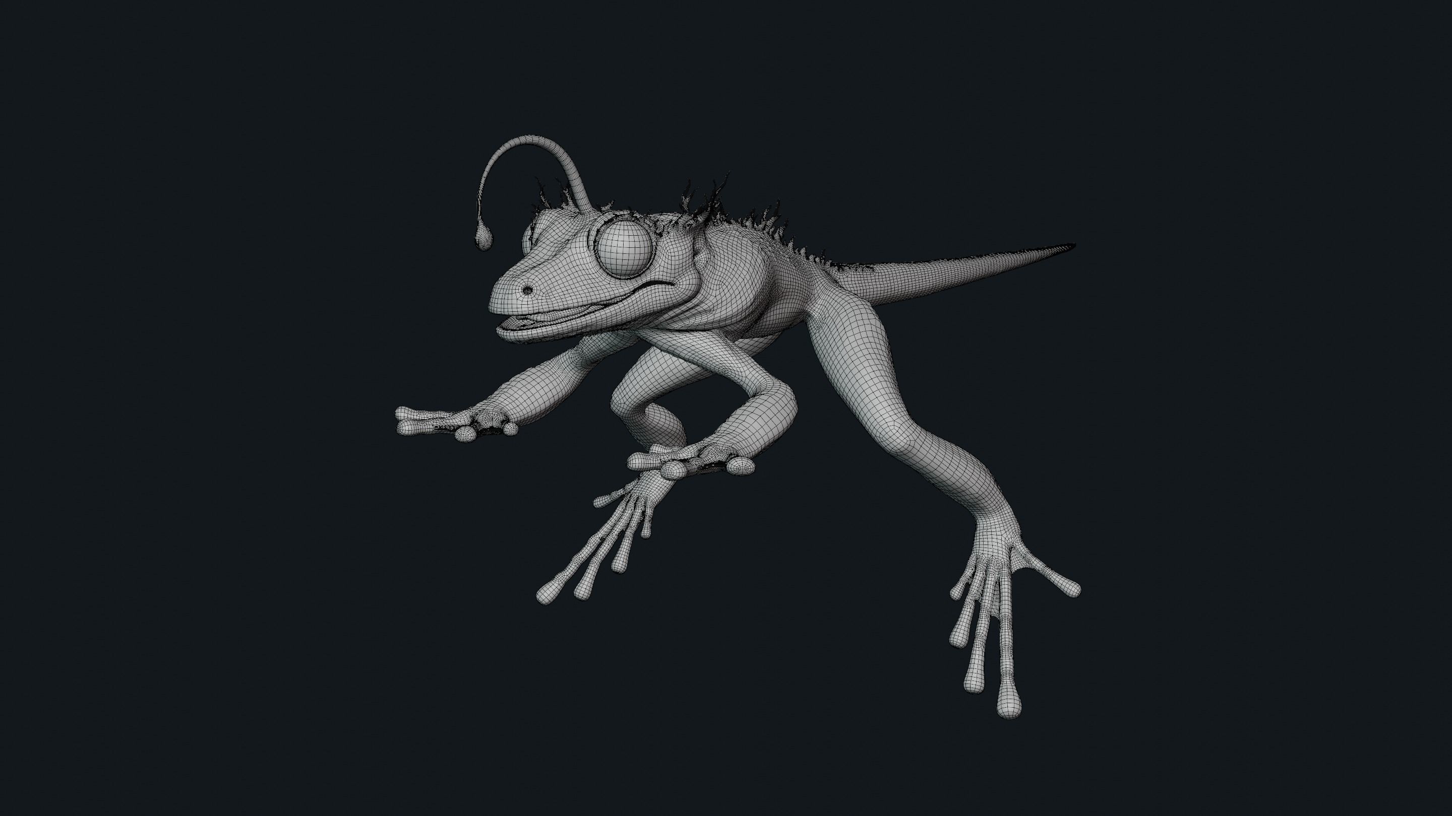 Fantasy Reptile rigged x6 color variatios Low-poly 3D model_13