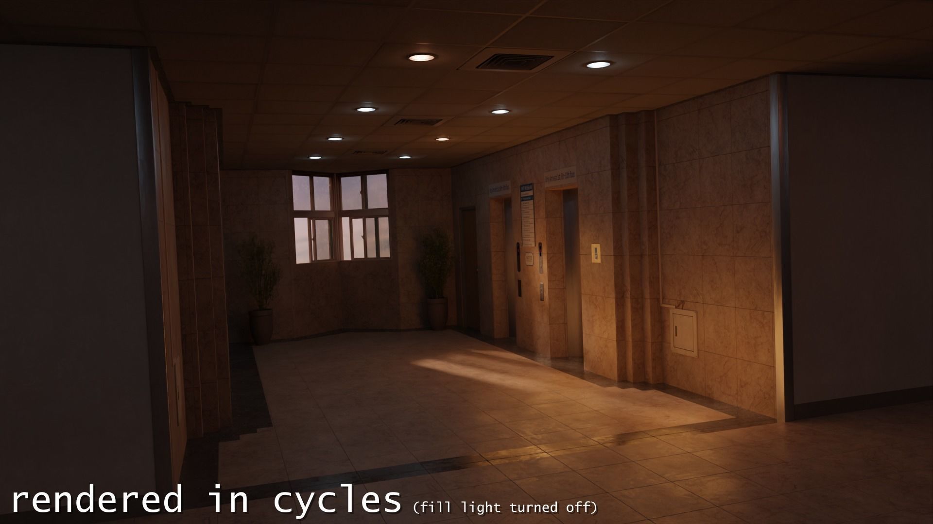 Photoreal Art Museum Gallery Sunset Elevator Hall Office Space Low-poly 3D model_2