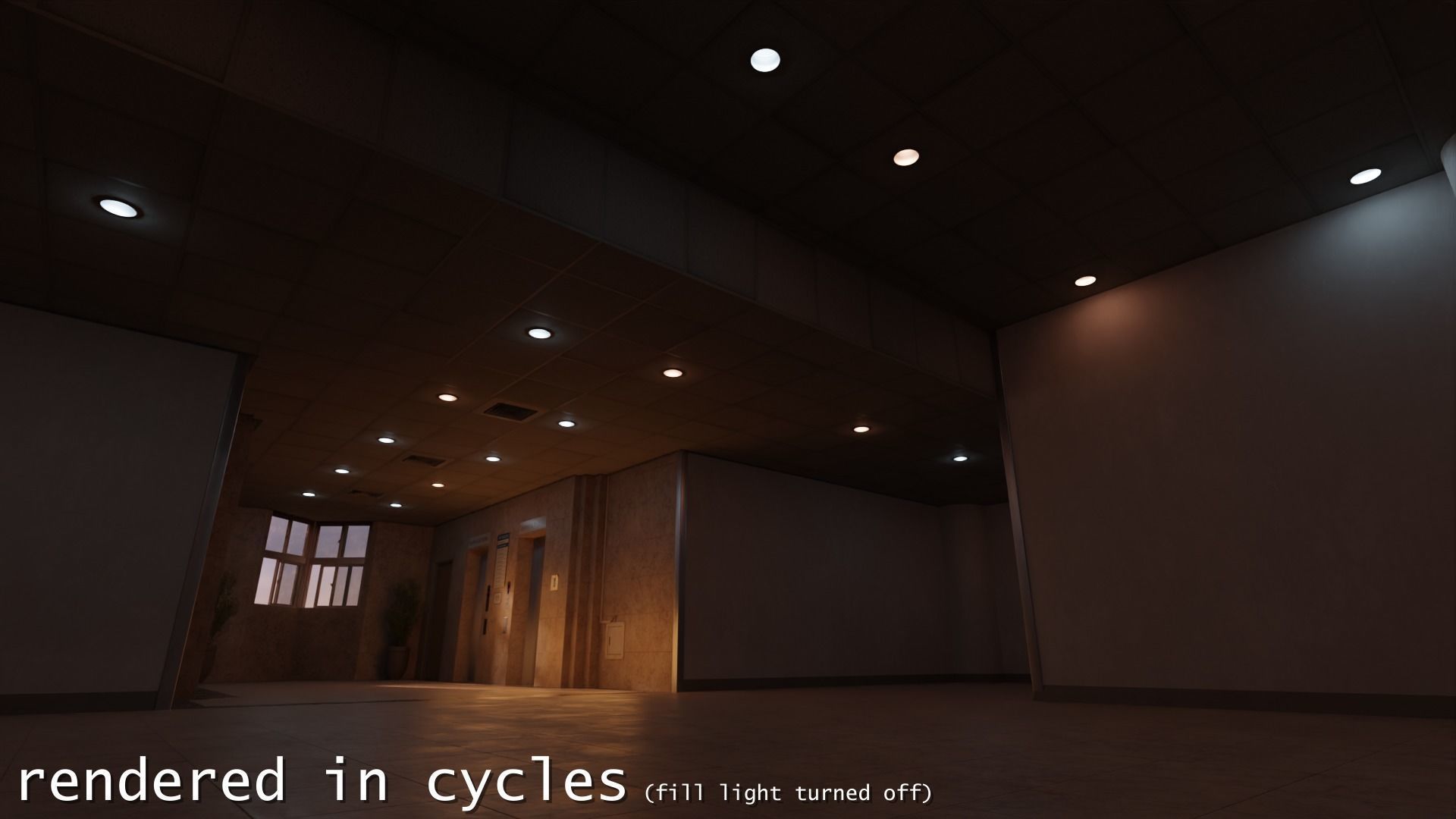 Photoreal Art Museum Gallery Sunset Elevator Hall Office Space Low-poly 3D model_10