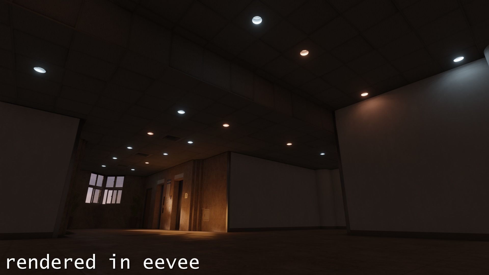 Photoreal Art Museum Gallery Sunset Elevator Hall Office Space Low-poly 3D model_9