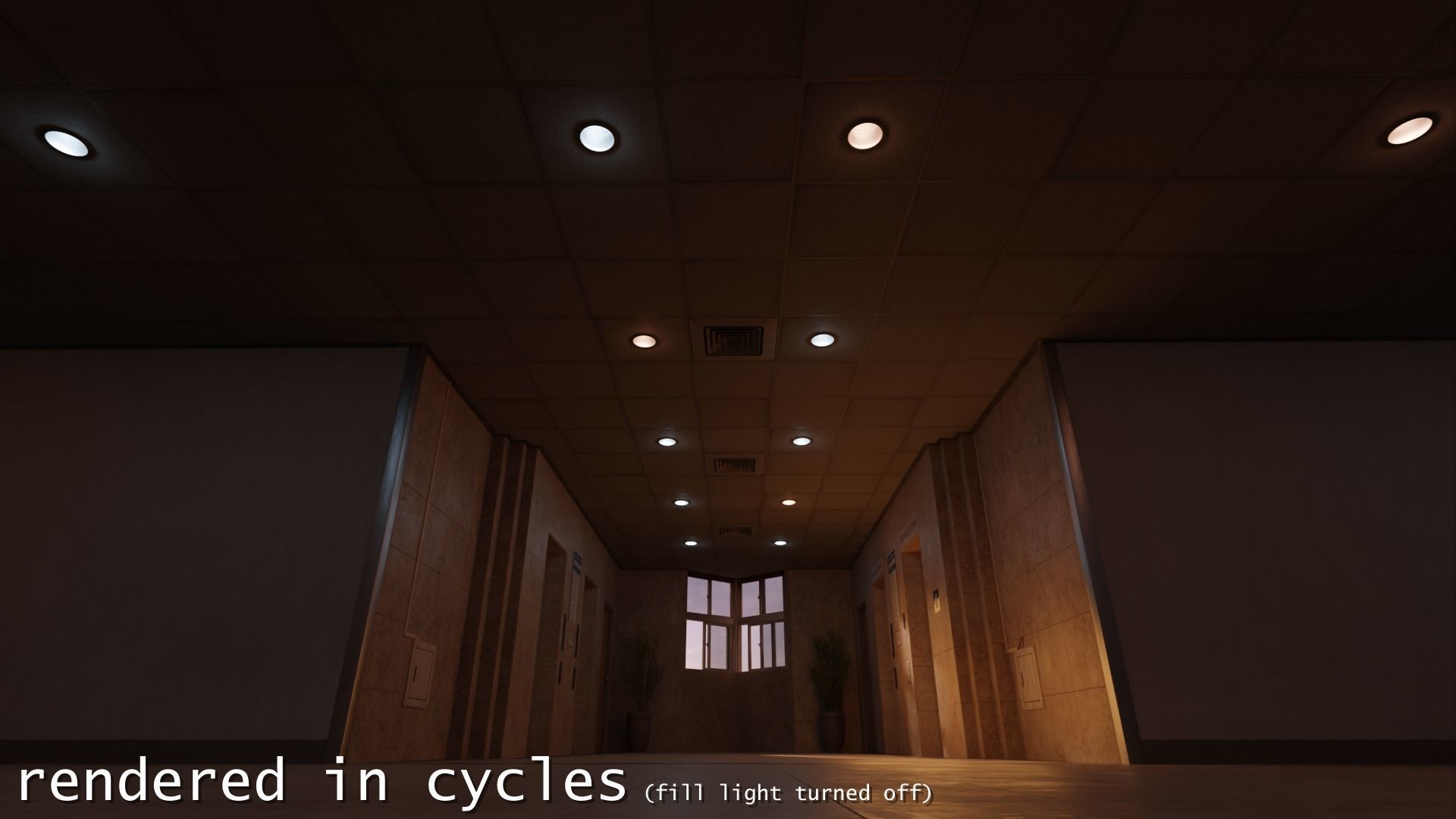 Photoreal Art Museum Gallery Sunset Elevator Hall Office Space Low-poly 3D model_12