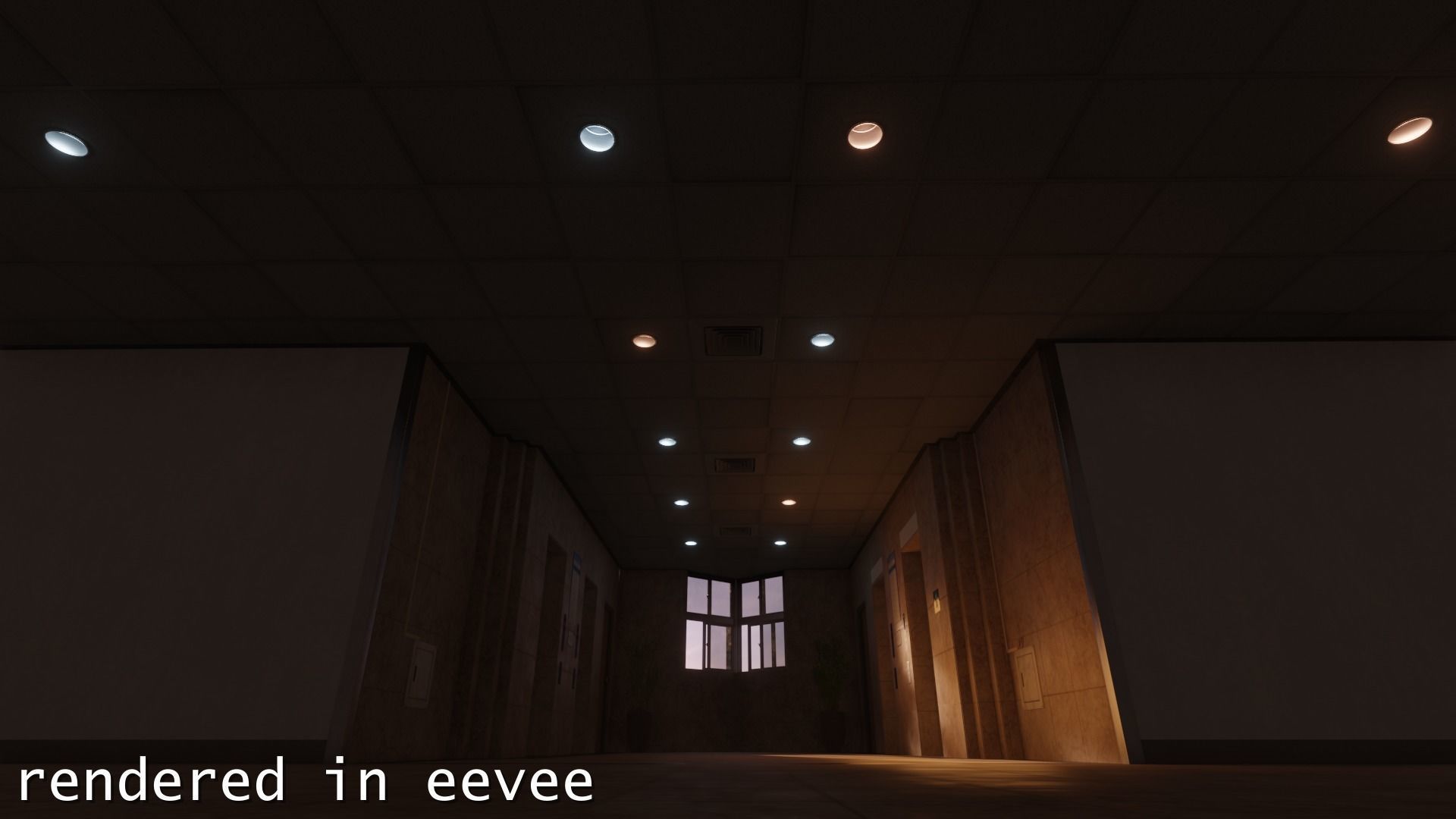 Photoreal Art Museum Gallery Sunset Elevator Hall Office Space Low-poly 3D model_11