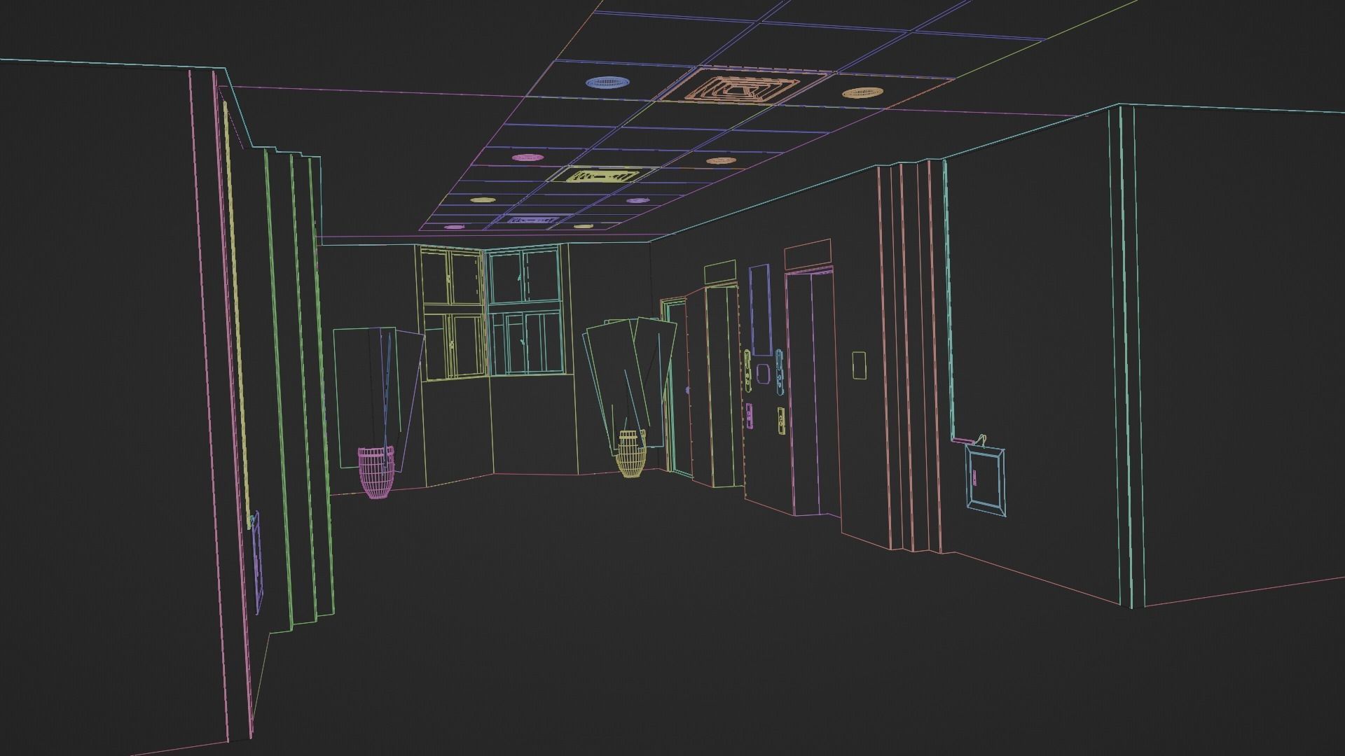 Photoreal Art Museum Gallery Sunset Elevator Hall Office Space Low-poly 3D model_14