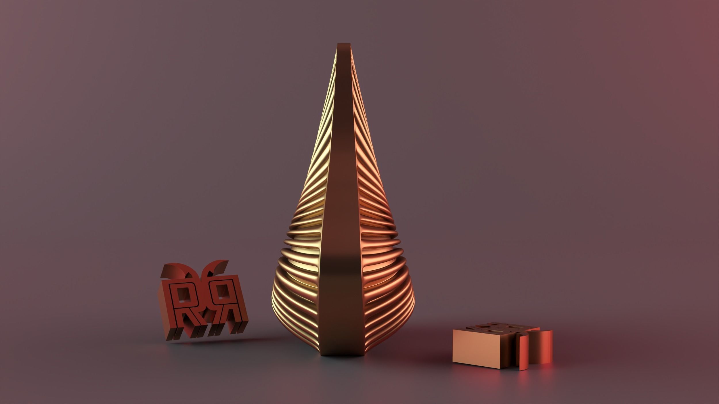 Geometric Striped Swirl Spiral Bendy Candle 3D print model_3