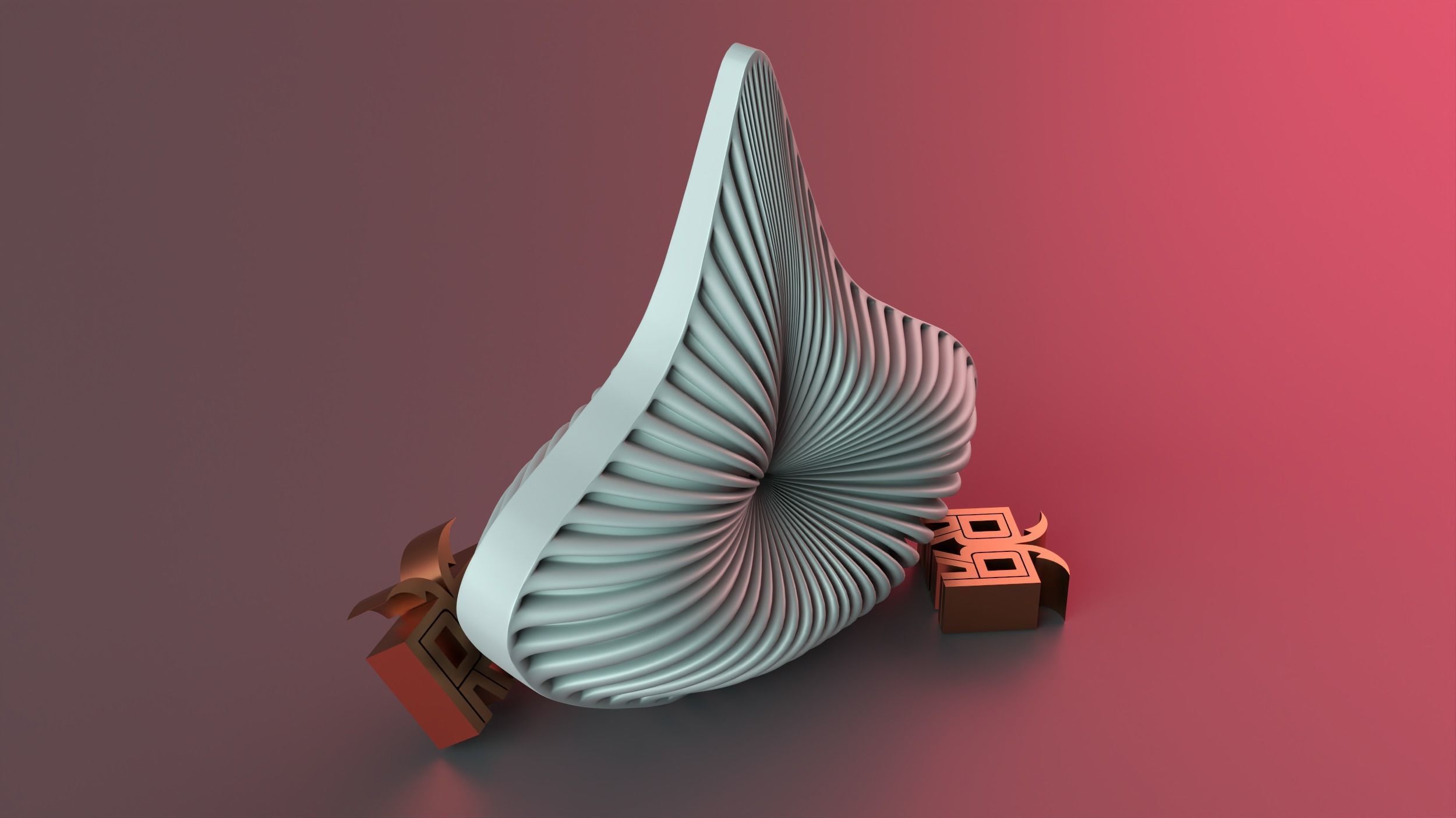 Geometric Striped Swirl Spiral Bendy Candle 3D print model_8