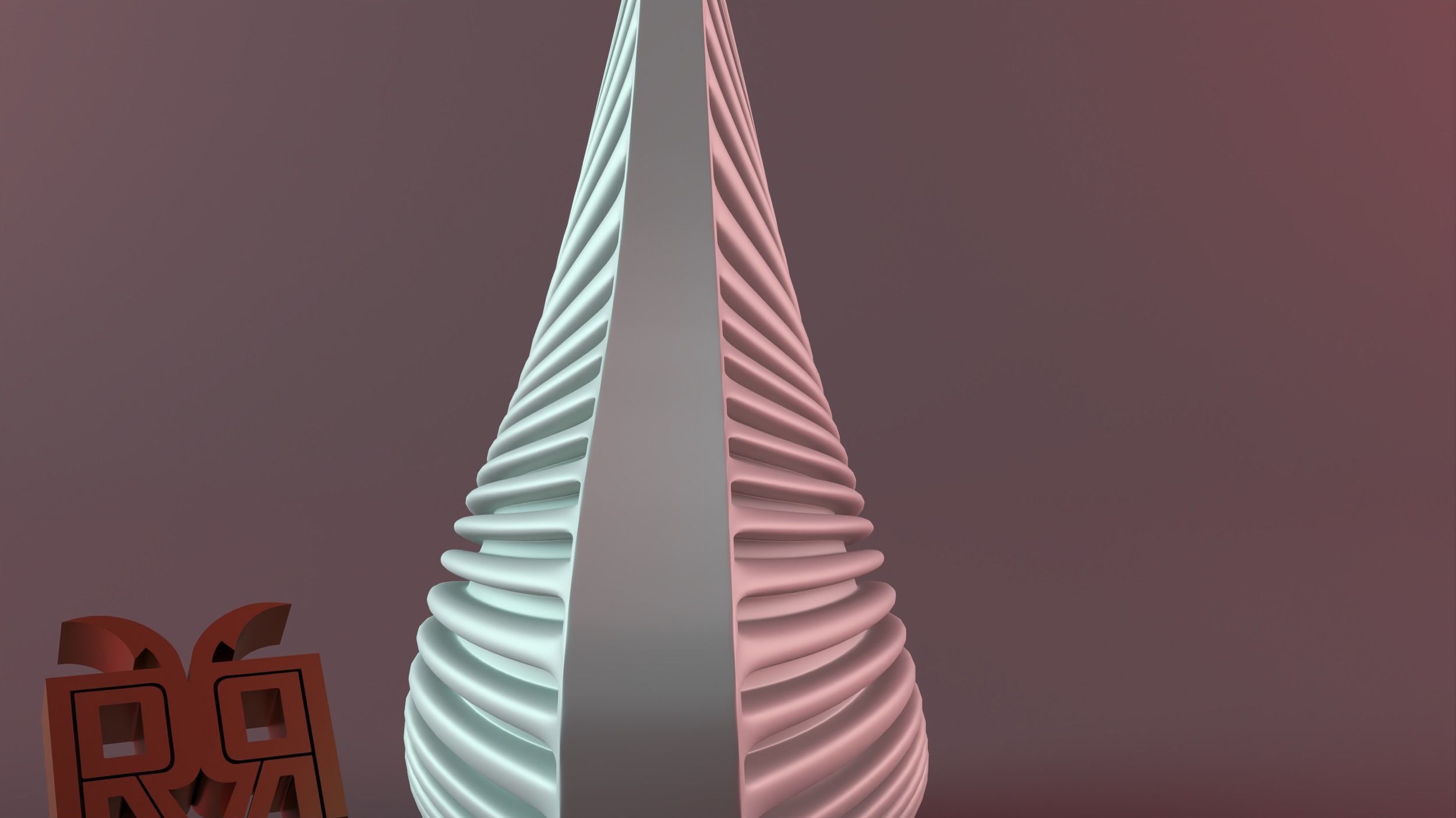 Geometric Striped Swirl Spiral Bendy Candle 3D print model_5