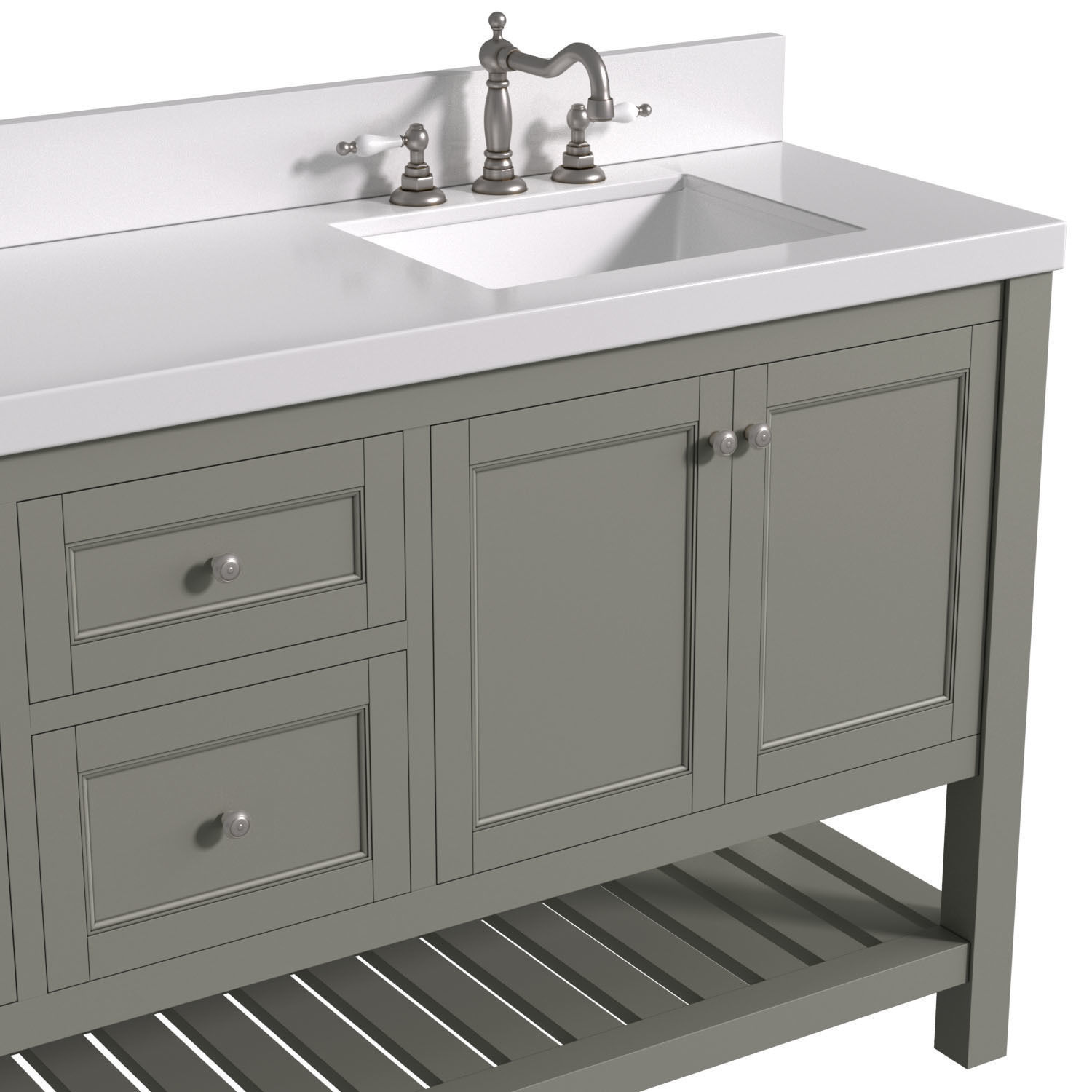 Cabinet with a washbasin in a classic style 3D model_2