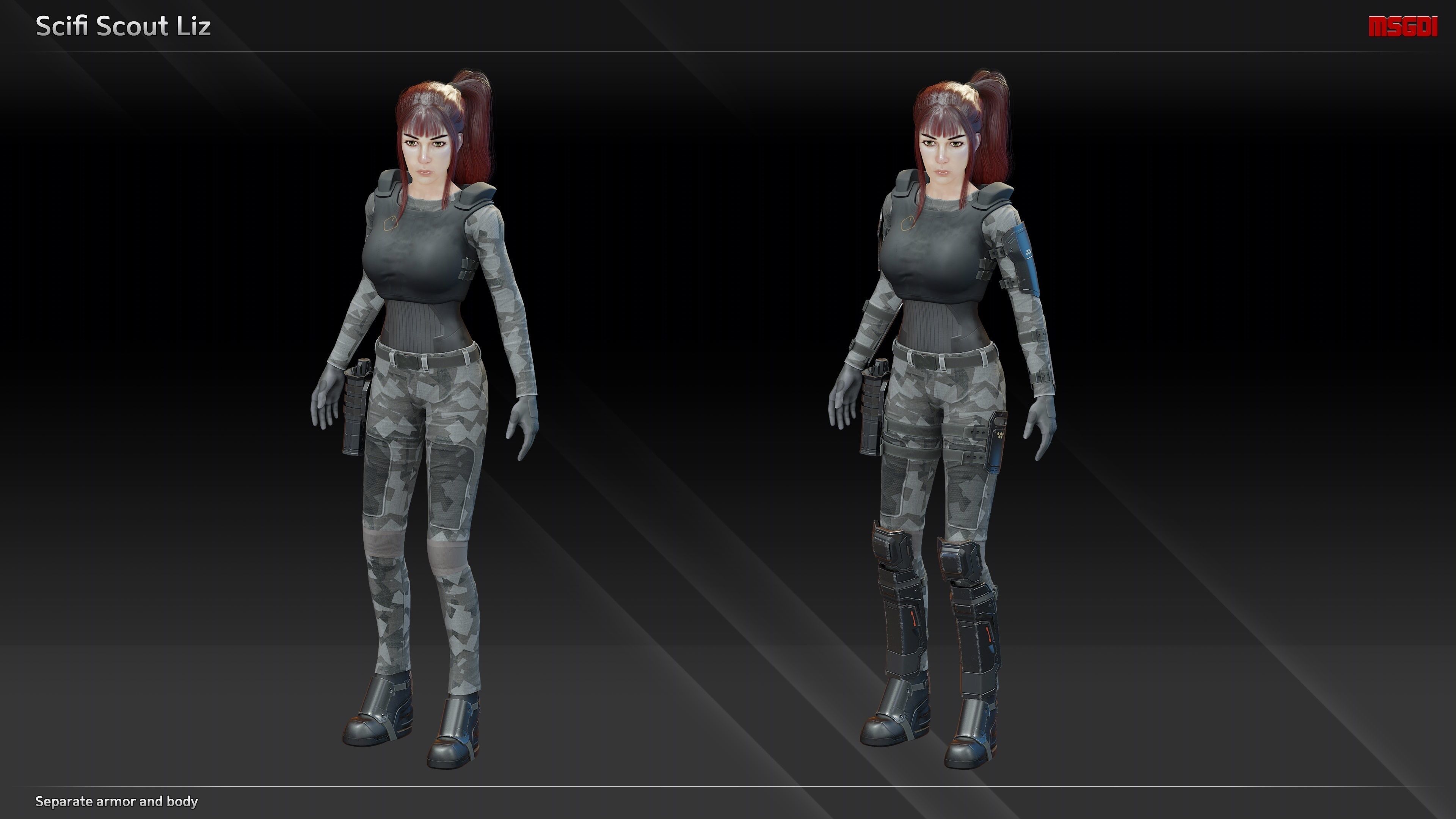 Scifi Scout Liz Low-poly 3D model_3