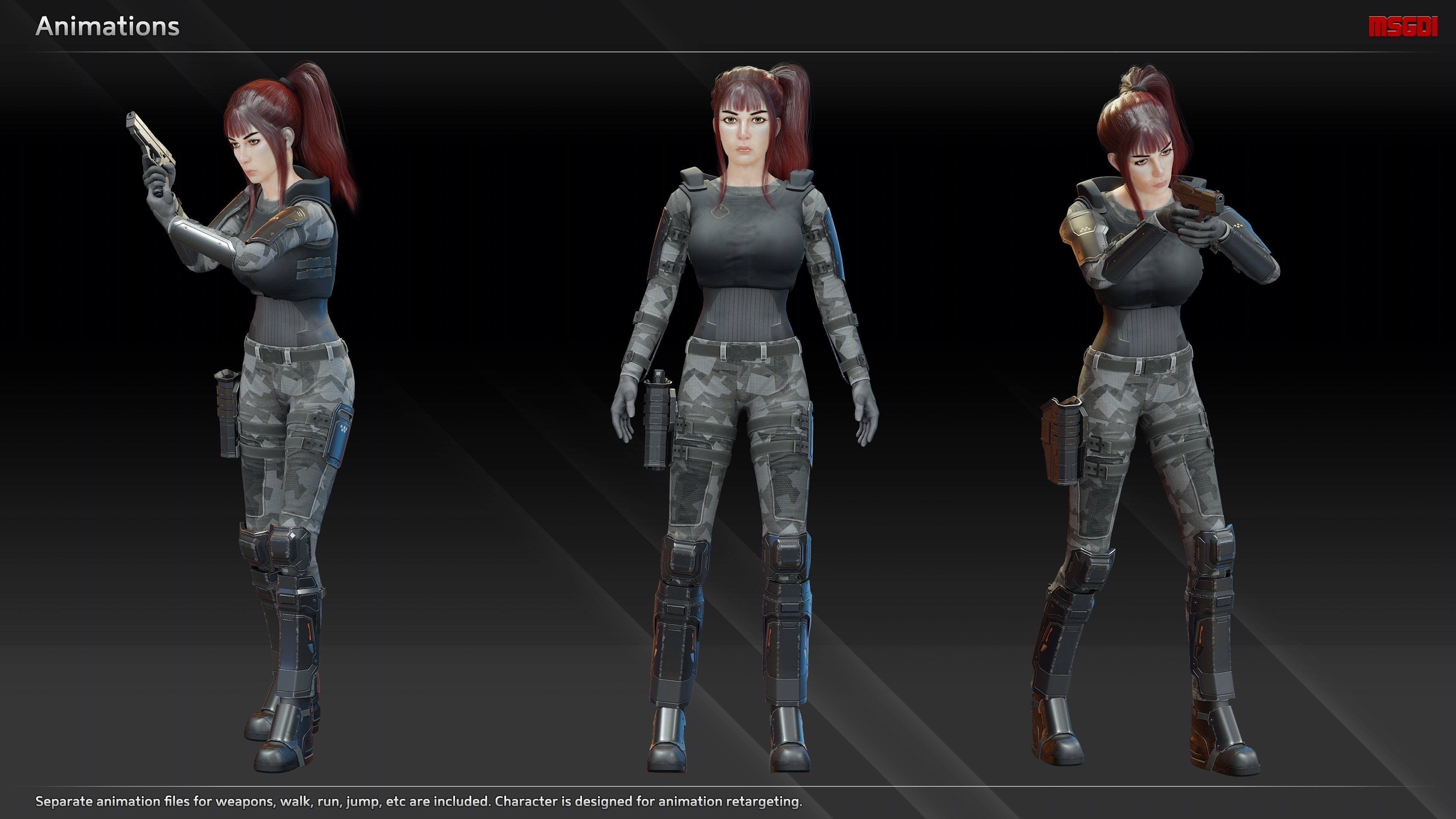 Scifi Scout Liz Low-poly 3D model_4
