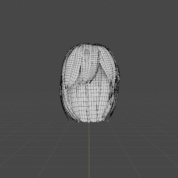 SHORT HAIR - HAIR CARD FOR FEMALE CHARACTERS Low-poly 3D model_3