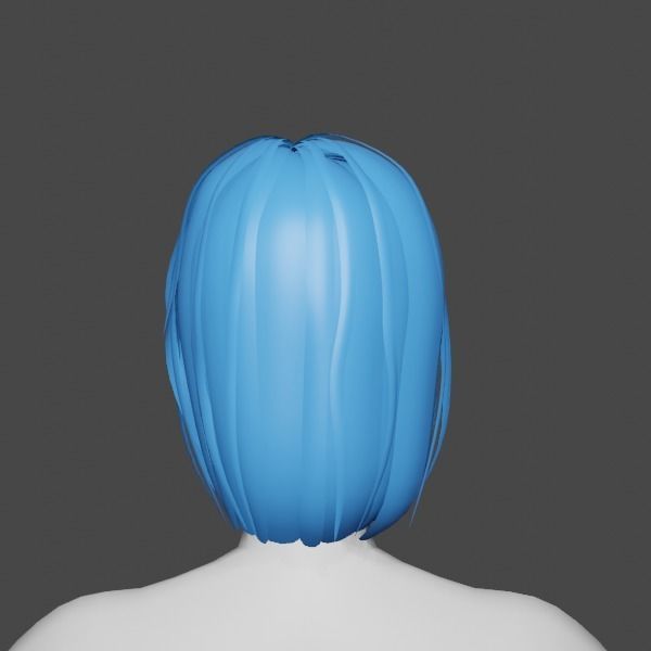 SHORT HAIR - HAIR CARD FOR FEMALE CHARACTERS Low-poly 3D model_2
