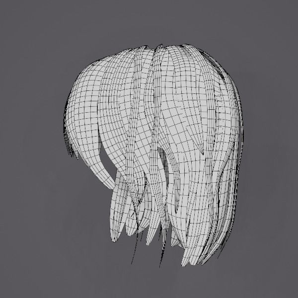 SHORT HAIR - HAIR CARD FOR FEMALE CHARACTERS Low-poly 3D model_5