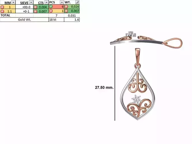 Light Weight Pendant STL OBJ FBX JCD Details