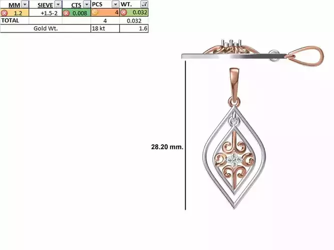Light Weight Pendant STL OBJ FBX JCD Details